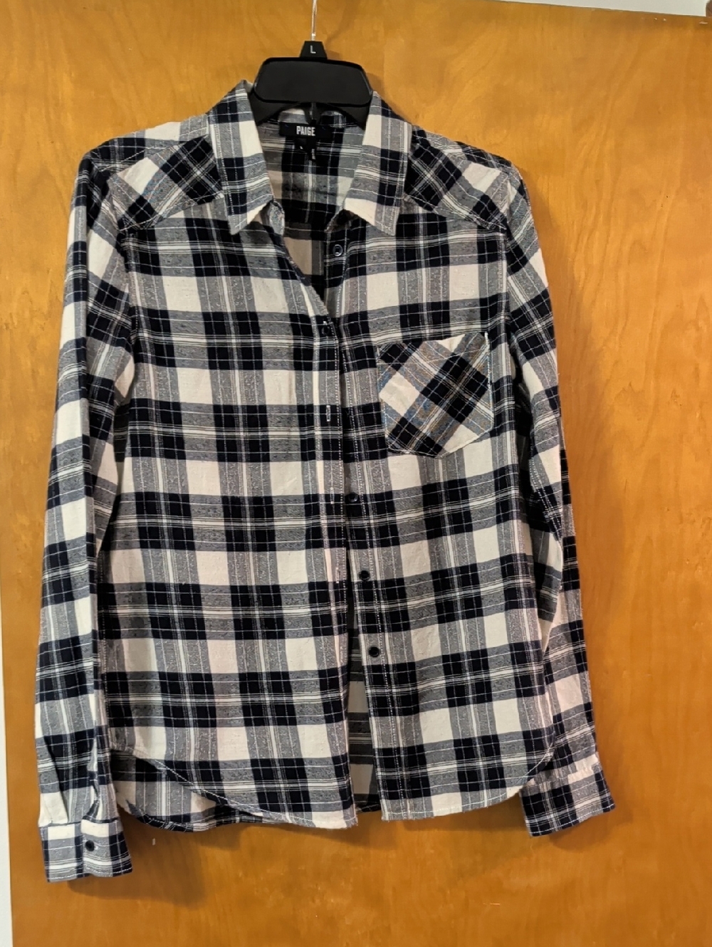 PAIGE Men's Black & White Plaid Button-Up Shirt